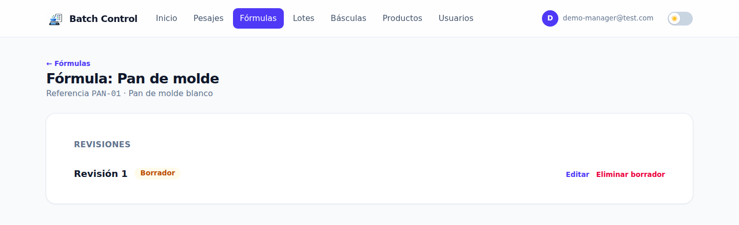 Fórmula con una revisión en borrador